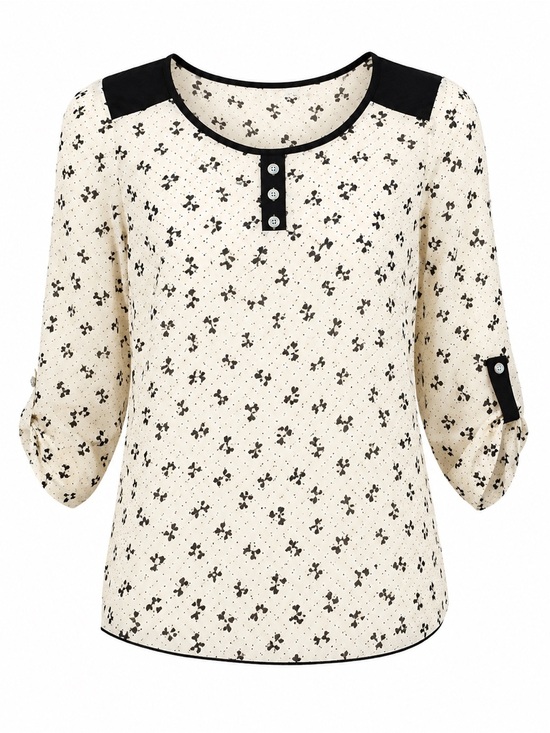 lavish maternity Tops - LAVISH MATERNITY CREAM AND BLACK TOP WITH BOWS